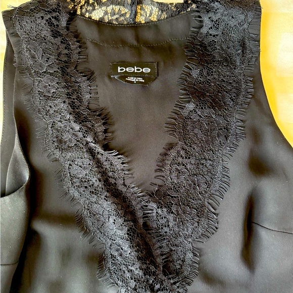 Bebe Lace Sleeveless Black  Top - Picture 3 of 5